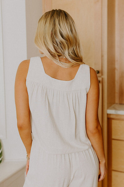 Beach Villa Linen-Blend Top