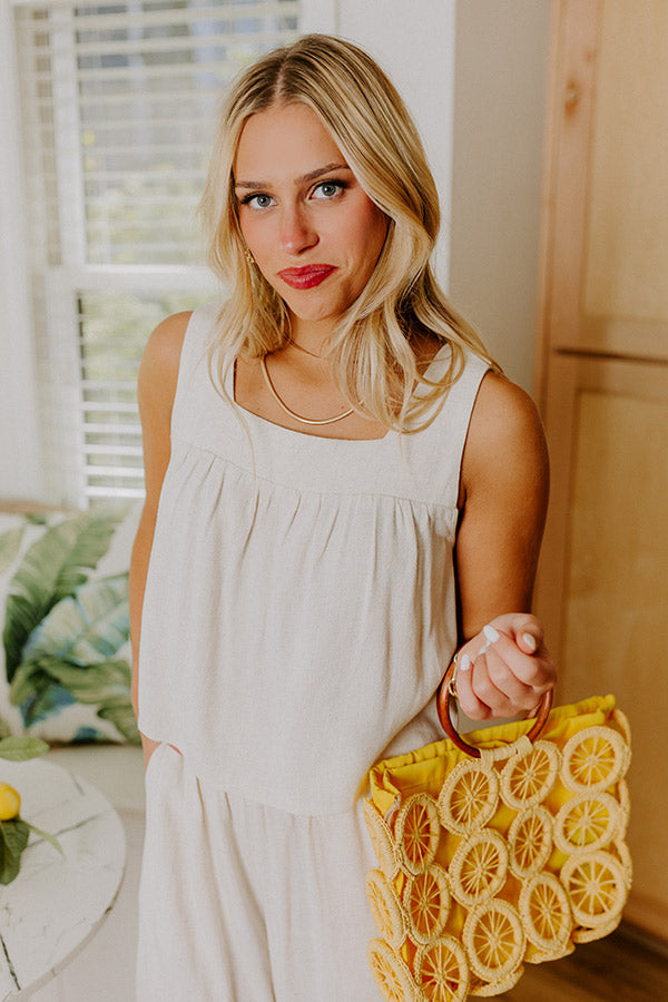Beach Villa Linen-Blend Top