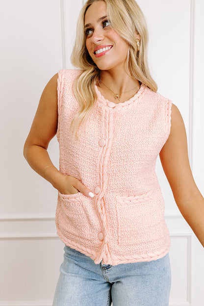 Pier Cafe Cutie Knit Top in Peach