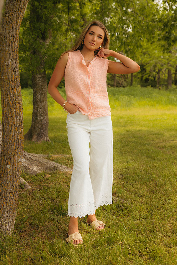 Pier Cafe Cutie Knit Top in Peach