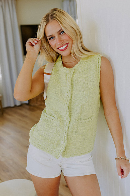 Pier Cafe Cutie Knit Top in Lime Punch