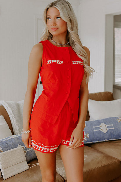 Strawberry Spritz Embroidered Vest Top