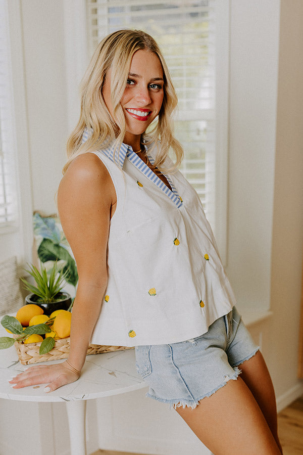 Lemon Drop Embroidered Top
