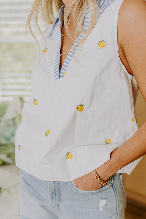 Lemon Drop Embroidered Top