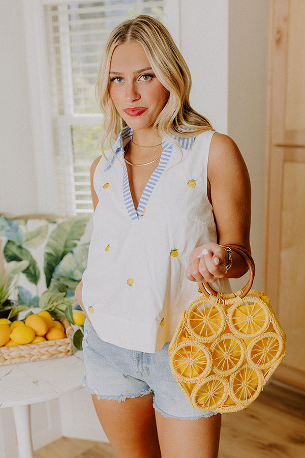 Lemon Drop Embroidered Top