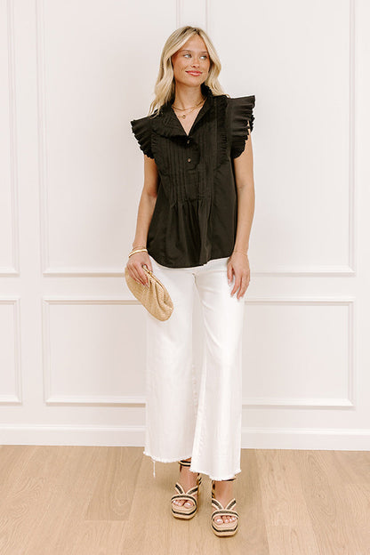 Fashion Week Pleated Top in Black