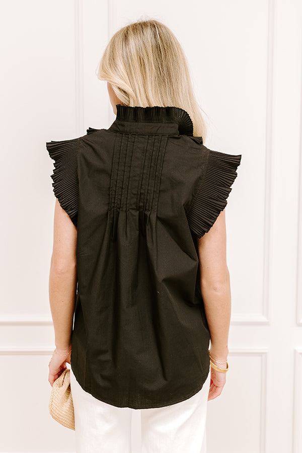 Fashion Week Pleated Top in Black