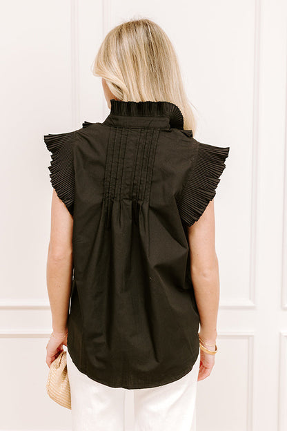 Fashion Week Pleated Top in Black