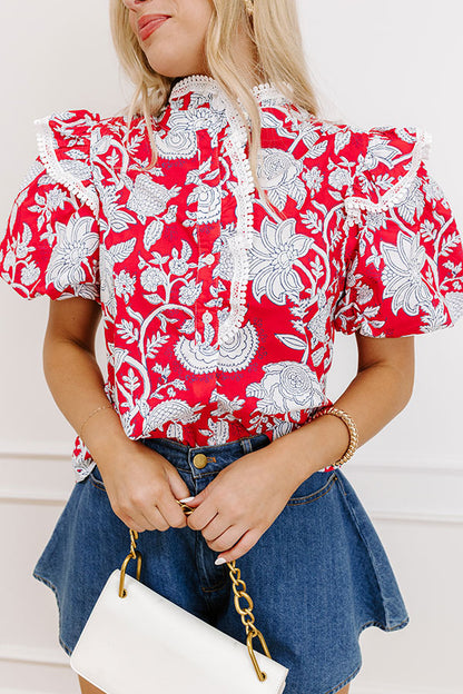Sunday Chic Floral Top in Red