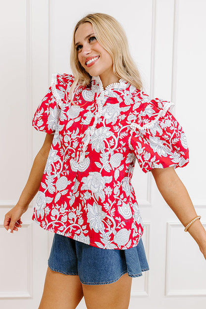 Sunday Chic Floral Top in Red
