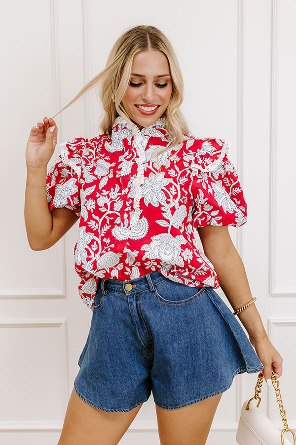 Sunday Chic Floral Top in Red