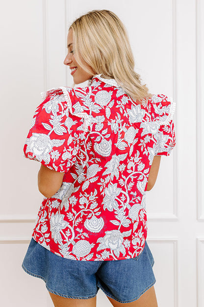 Sunday Chic Floral Top in Red
