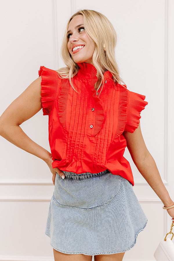 Fashion Week Pleated Top in Red