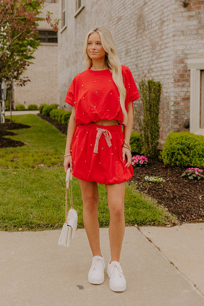 Belle of the Parade High Waist Embellished Mini Skirt