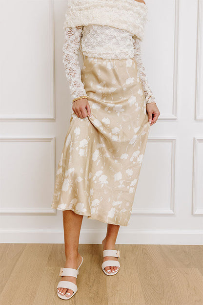 The Faith High Waist Satin Midi Skirt