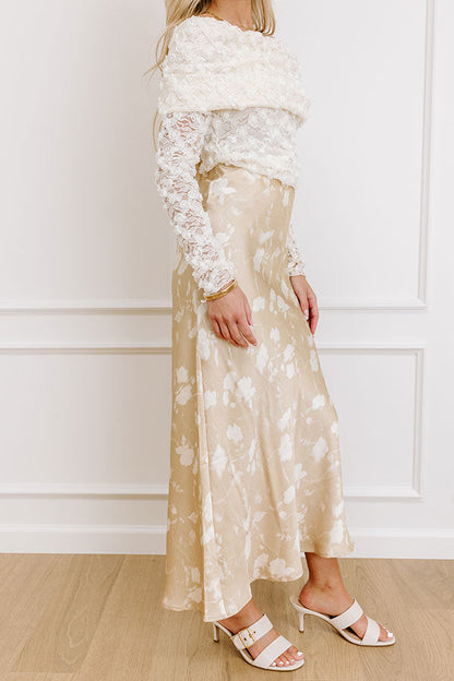 The Faith High Waist Satin Midi Skirt