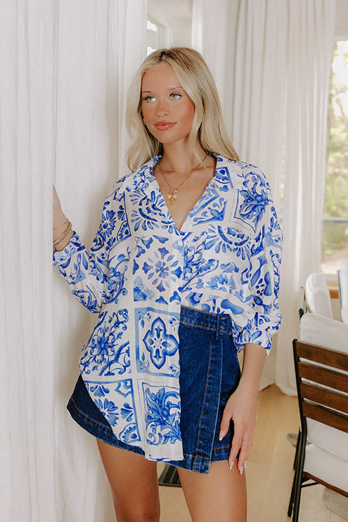 Capri Coast Floral Button Up