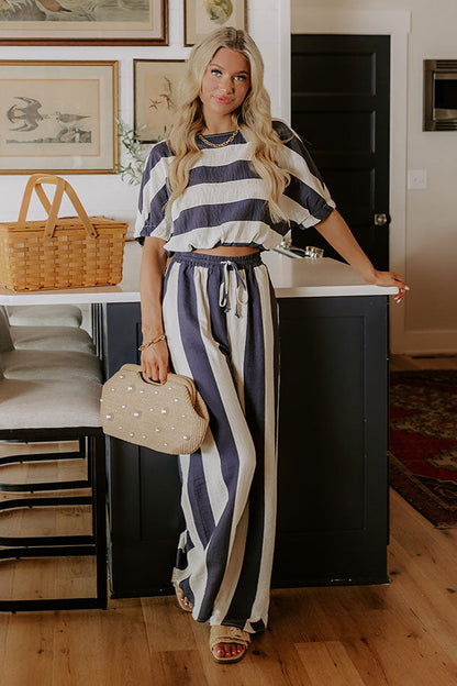 Ocean Front Views Stripe Top in Navy