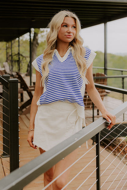 Yacht Club Social Knit Stripe Top