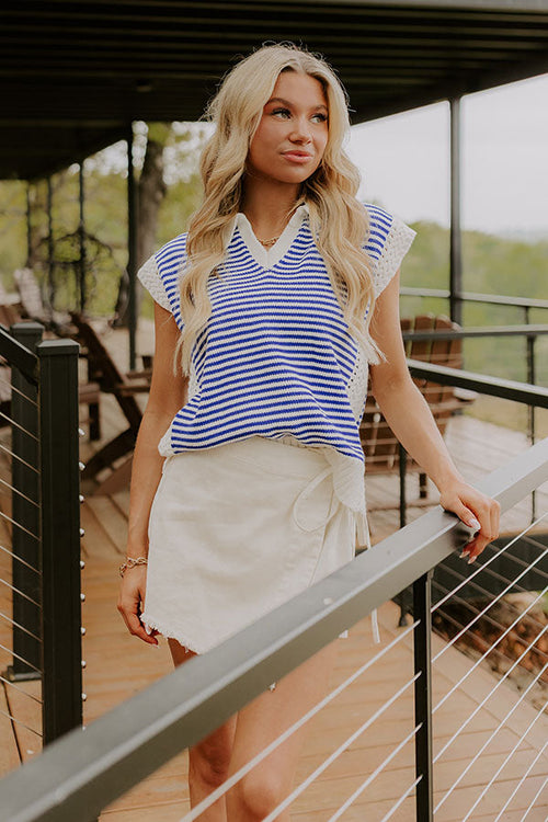 Yacht Club Social Knit Stripe Top