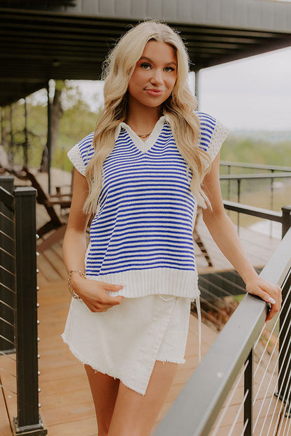 Yacht Club Social Knit Stripe Top