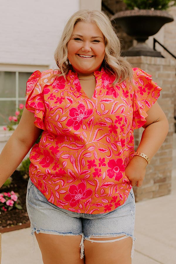 Mimosas Sippin' Floral Top Curves