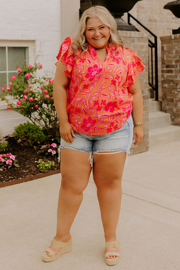 Mimosas Sippin' Floral Top Curves