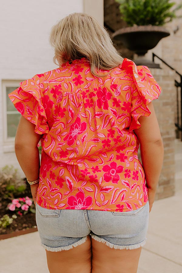 Mimosas Sippin' Floral Top Curves