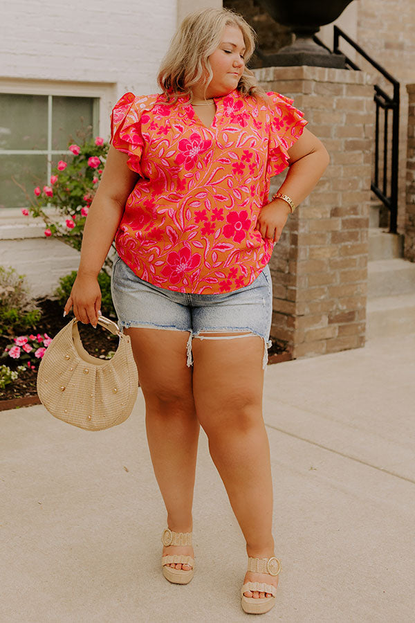 Mimosas Sippin' Floral Top Curves