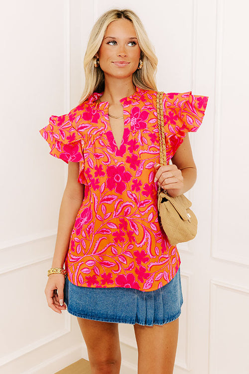 Mimosas Sippin' Floral Top