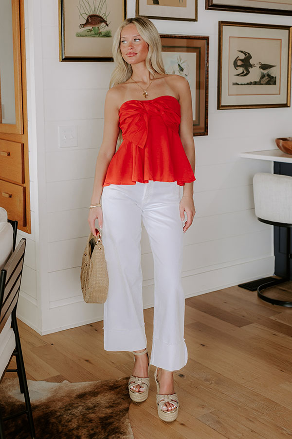 Park Day Cutie Linen-Blend Top in Red