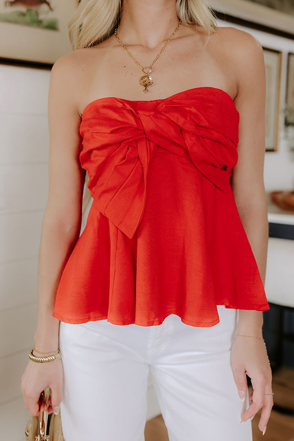 Park Day Cutie Linen-Blend Top in Red