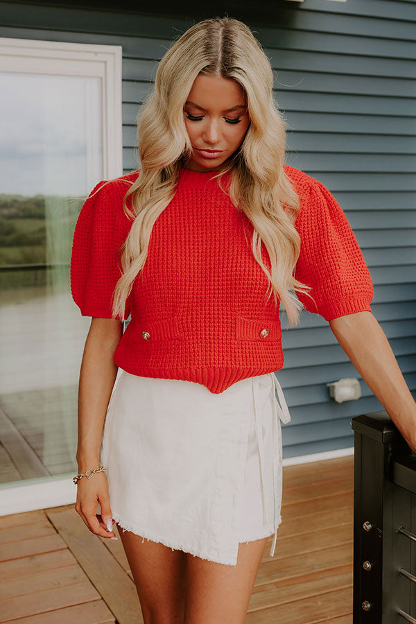 Social Outing Knit Top in Red