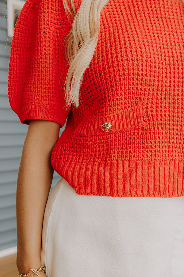 Social Outing Knit Top in Red