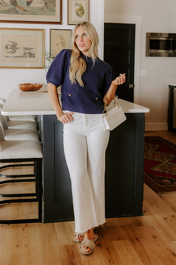 Social Outing Knit Top in Navy