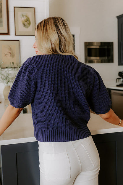 Social Outing Knit Top in Navy