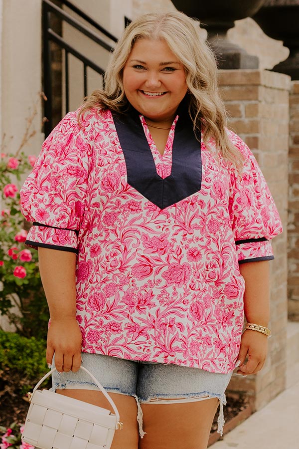 Sonoma Charm Floral Top in Pink Curves