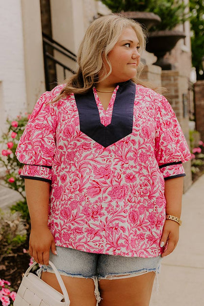 Sonoma Charm Floral Top in Pink Curves