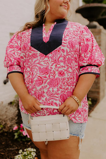 Sonoma Charm Floral Top in Pink Curves