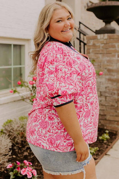 Sonoma Charm Floral Top in Pink Curves