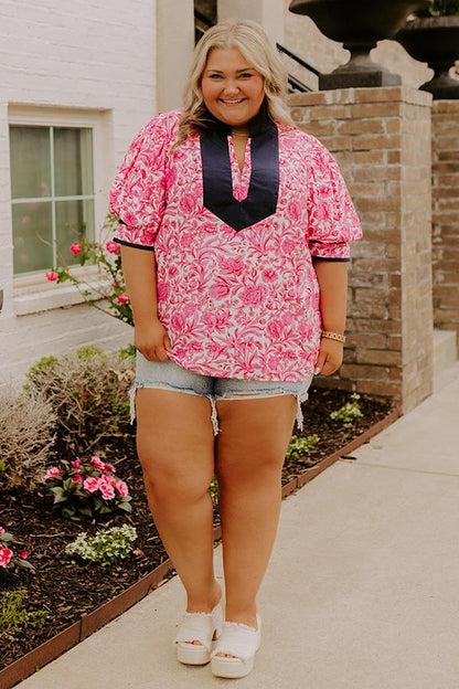 Sonoma Charm Floral Top in Pink Curves