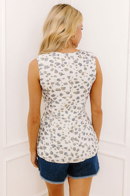 Chateau Daydream Jacquard Vest Top in Blue