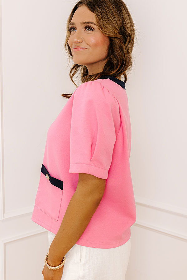 Uptown Manhattan Button Down Top in Pink