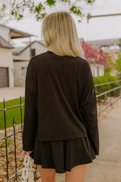 Flight Plans Knit Tee in Black