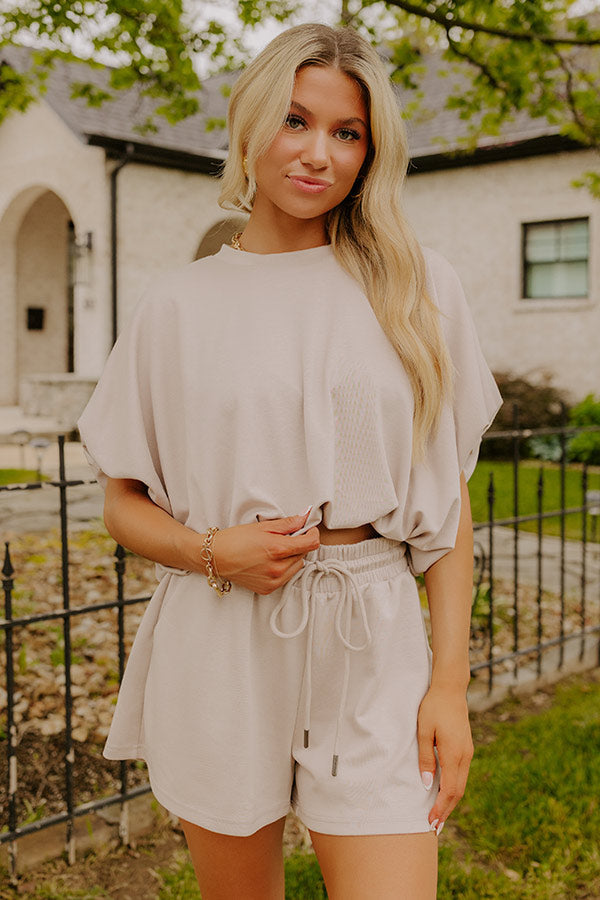 Everyday Chic Bubble Top in Taupe