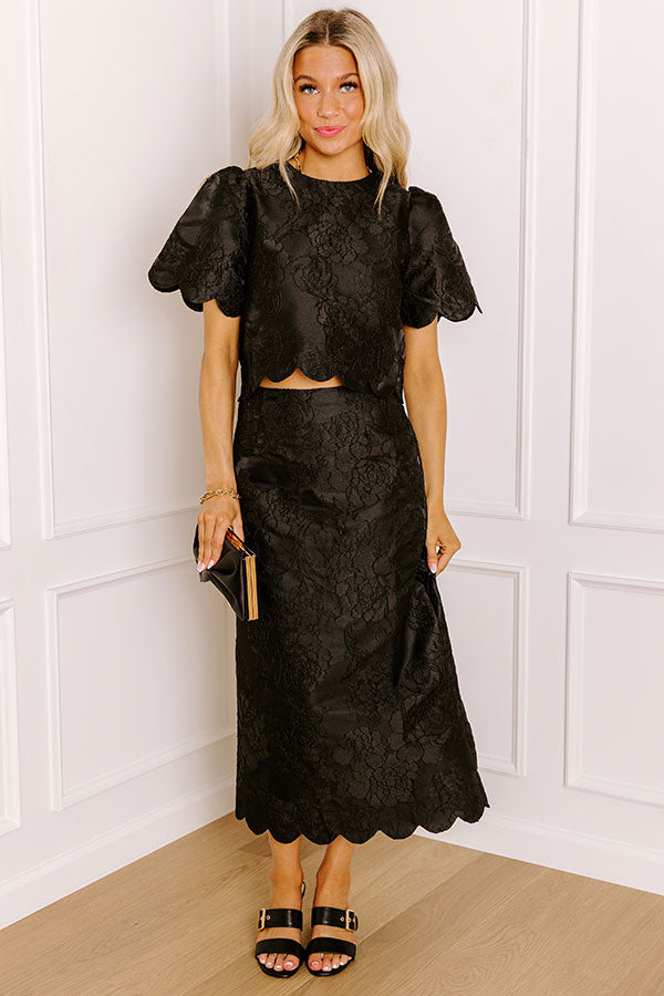 Garden Soiree Floral Jacquard Top in Black