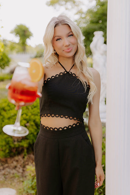 Penthouse Chic Linen-Blend Halter Top
