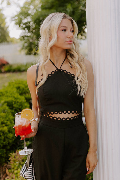 Penthouse Chic Linen-Blend Halter Top