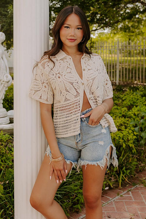 Oasis Breeze Crochet Button Up Top