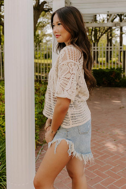 Oasis Breeze Crochet Button Up Top